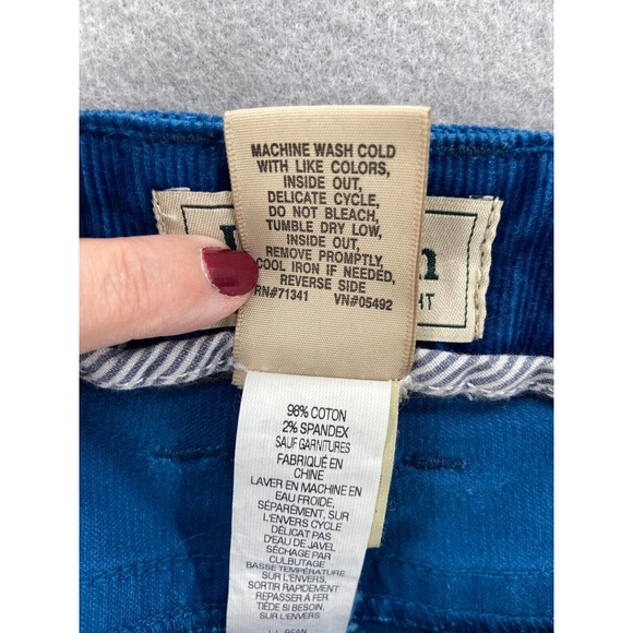 LL Bean Pants Womens Sz 18T Tall Blue Corduroy Straight Leg Favorite Fit Stretch - Picture 11 of 12